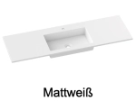 Plan vasque lavabo, sur mesure, Largeur 70 à 200 cm x Profondeur 40 à 80 cm, résine composite de haute qualité, Finition lisse blanc BRILLANT laqué ou mate, Livraison Offerte.